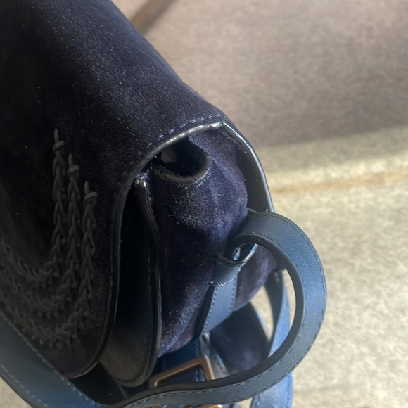 Chloe crossbody Marcie. exclusive  suede Navy contrast stitching. - Picture 6 of 10